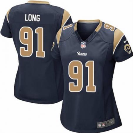 LONG St Louis #91 Womens Football Jersey - Chris Long Womens Football Jersey (Blue)_Free Shipping