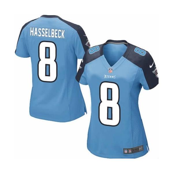 HASSELBECK Tennessee #8 Womens Football Jersey - Matt Hasselbeck Womens Football Jersey (Blue)_Free Shipping