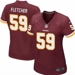 FLETCHER Washington #59 Womens Football Jersey - London Fletcher Womens Football Jersey (Red)_Free Shipping