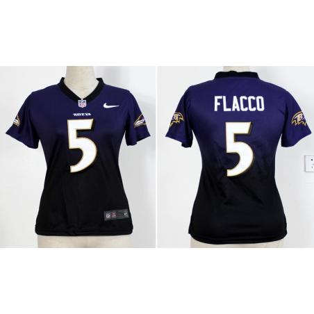 [Drift Fashion] FLACCO Baltimore #5 Womens Football Jersey - Joe Flacco Womens Football Jersey (Purple-Black)_Free Shipping