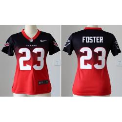 [Drift Fashion] FOSTER Houston #23 Womens Football Jersey - Arian Foster Womens Football Jersey (Blue-Red)_Free Shipping