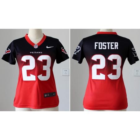 [Drift Fashion] FOSTER Houston #23 Womens Football Jersey - Arian Foster Womens Football Jersey (Blue-Red)_Free Shipping