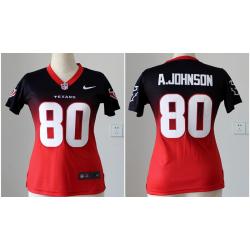 [Drift Fashion] JOHNSON Houston #80 Womens Football Jersey - Andre Johnson Womens Football Jersey (Blue-Red)_Free Shipping