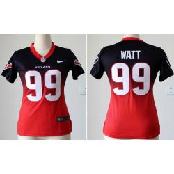 [Drift Fashion] WATT Houston #99 Womens Football Jersey - J.J. Watt Womens Football Jersey (Blue-Red)_Free Shipping