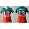 [Drift Fashion] MARINO Miami #13 Womens Football Jersey - Dan Marino Womens Football Jersey (Green-Orange)_Free Shipping