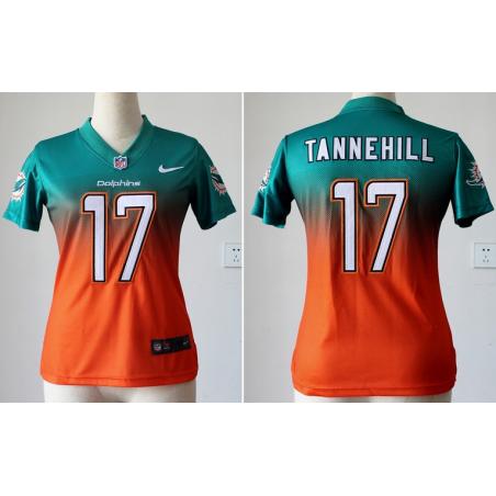 [Drift Fashion] TANNEHILL Miami #17 Womens Football Jersey - Ryan Tannehill Womens Football Jersey (Green-Orange)_Free Shipping