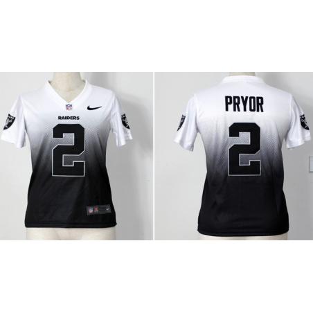 [Drift Fashion] PRYOR Oakland #2 Womens Football Jersey - Terrelle Pryor Womens Football Jersey (White-Black)_Free Shipping