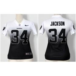 [Drift Fashion] JACKSON Oakland #34 Womens Football Jersey - Bo Jackson Womens Football Jersey (White-Black)_Free Shipping