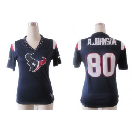 [Fashion II] JOHNSON Houston #80 Womens Football Jersey - Andre Johnson Womens Football Jersey (Blue)_Free Shipping