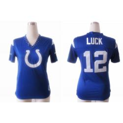 [Fashion II] LUCK Indianapolis #12 Womens Football Jersey - Andrew Luck Womens Football Jersey (Blue)_Free Shipping