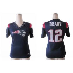 [Fashion II] BRADY New England #12 Womens Football Jersey - Tom Brady Womens Football Jersey (Blue)_Free Shipping