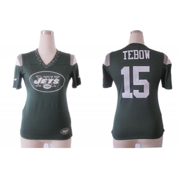 [Fashion II] TEBOW NY-Jet #15 Womens Football Jersey - Tim Tebow Womens Football Jersey (Green)_Free Shipping