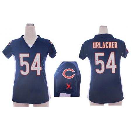 [Fashion I] URLACHER Chicago #54 Womens Football Jersey - Brian Urlacher Womens Football Jersey (Blue)_Free Shipping