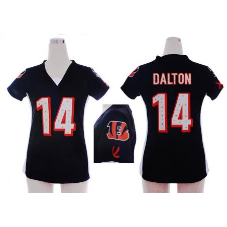 [Fashion I] DALTON Cincinnati #14 Womens Football Jersey - Andy Dalton Womens Football Jersey (Black)_Free Shipping