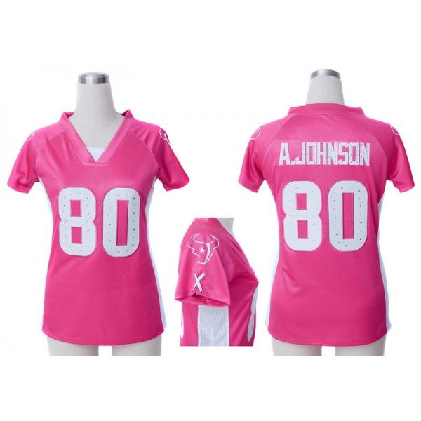 [Fashion I] JOHNSON Houston # Womens Football Jersey - 80 Andre Johnson Womens Football Jersey (Pink)_Free Shipping