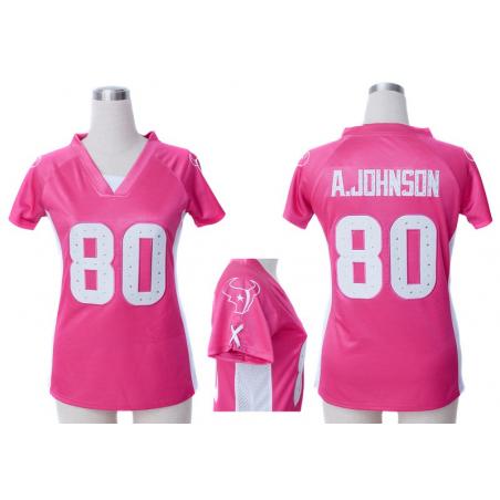 [Fashion I] JOHNSON Houston # Womens Football Jersey - 80 Andre Johnson Womens Football Jersey (Pink)_Free Shipping