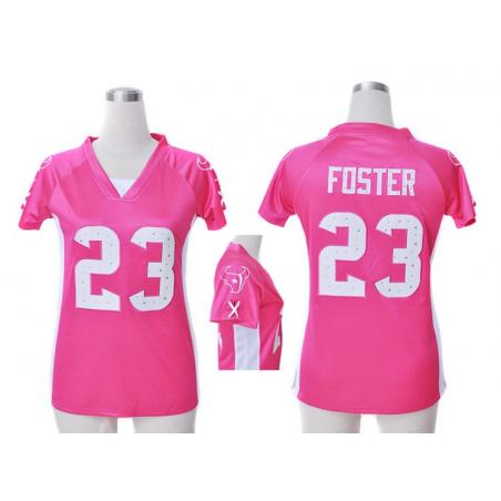 [Fashion I] FOSTER Houston #23 Womens Football Jersey - Arian Foster Womens Football Jersey (Pink)_Free Shipping