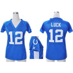 [Fashion I] LUCK Indianapolis #12 Womens Football Jersey - Andrew Luck Womens Football Jersey (Blue)_Free Shipping