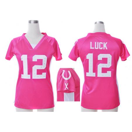 [Fashion I] LUCK Indianapolis #12 Womens Football Jersey - Andrew Luck Womens Football Jersey (Pink)_Free Shipping