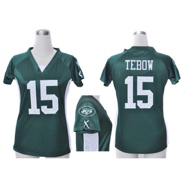 [Fashion I] TEBOW NY-Jet #15 Womens Football Jersey - Tim Tebow Womens Football Jersey (Green)_Free Shipping