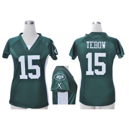 [Fashion I] TEBOW NY-Jet #15 Womens Football Jersey - Tim Tebow Womens Football Jersey (Green)_Free Shipping