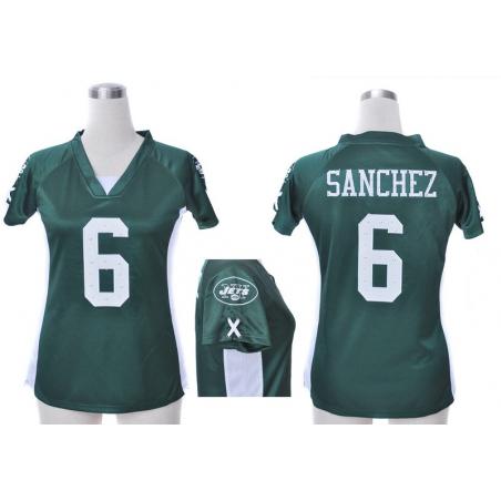 [Fashion I] SANCHEZ NY-Jet #6 Womens Football Jersey - Mark Sanchez Womens Football Jersey (Green)_Free Shipping