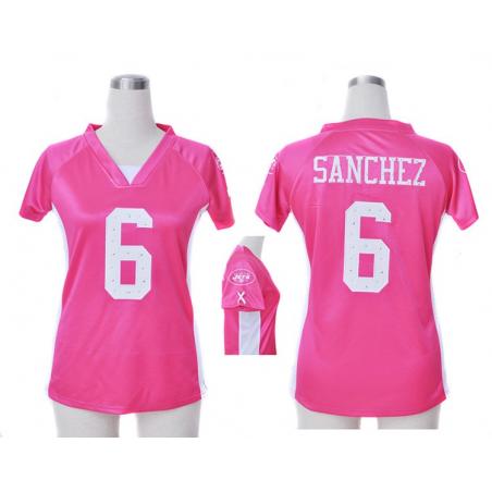 [Fashion I] SANCHEZ NY-Jet #6 Womens Football Jersey - Mark Sanchez Womens Football Jersey (Pink)_Free Shipping