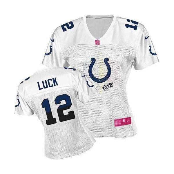 [FEM FAN II] LUCK Indianapolis #12 Womens Football Jersey - Andrew Luck Womens Football Jersey (White)_Free Shipping