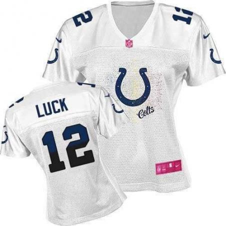 [FEM FAN II] LUCK Indianapolis #12 Womens Football Jersey - Andrew Luck Womens Football Jersey (White)_Free Shipping