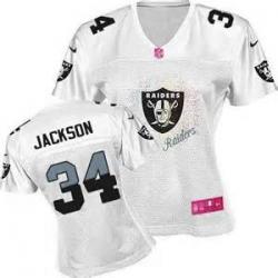 [FEM FAN II] JACKSON Oakland #34 Womens Football Jersey - Bo Jackson Womens Football Jersey (White)_Free Shipping