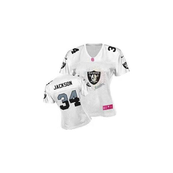 [FEM FAN II] JACKSON Oakland #34 Womens Football Jersey - Bo Jackson Womens Football Jersey (White)_Free Shipping