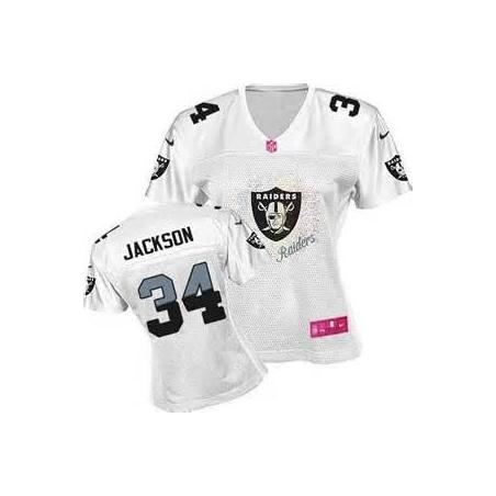 [FEM FAN II] JACKSON Oakland #34 Womens Football Jersey - Bo Jackson Womens Football Jersey (White)_Free Shipping