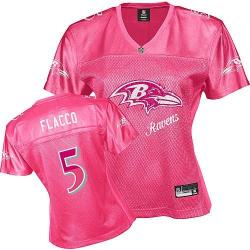 [FEM FAN I] FLACCO Baltimore #5 Womens Football Jersey - Joe Flacco Womens Football Jersey (Pink)_Free Shipping