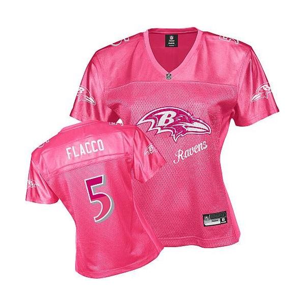 [FEM FAN I] FLACCO Baltimore #5 Womens Football Jersey - Joe Flacco Womens Football Jersey (Pink)_Free Shipping