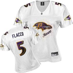 [FEM FAN I] FLACCO Baltimore #5 Womens Football Jersey - Joe Flacco Womens Football Jersey (White)_Free Shipping