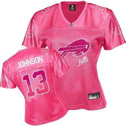 [FEM FAN I] JOHNSON Buffalo #13 Womens Football Jersey - Steve Johnson Womens Football Jersey (Pink)_Free Shipping