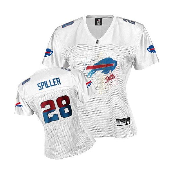 [FEM FAN I] SPILLER Buffalo #28 Womens Football Jersey - C.J. Spiller Womens Football Jersey (White)_Free Shipping