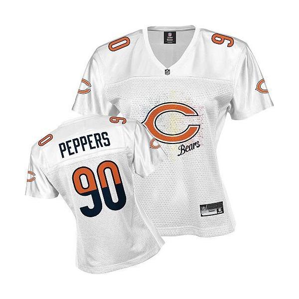 [FEM FAN I] PEPPERS Chicago #90 Womens Football Jersey - Julius Peppers Womens Football Jersey (White)_Free Shipping