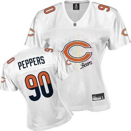 [FEM FAN I] PEPPERS Chicago #90 Womens Football Jersey - Julius Peppers Womens Football Jersey (White)_Free Shipping