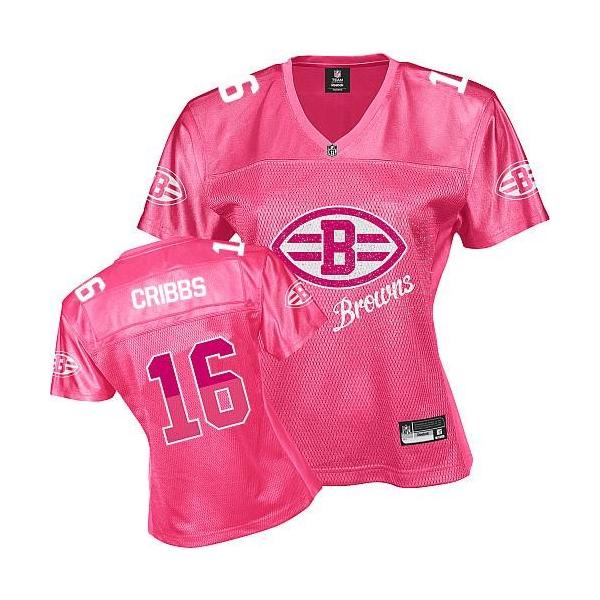 [FEM FAN I] CRIBBS Cleveland #16 Womens Football Jersey - Joshua Cribbs Womens Football Jersey (Pink)_Free Shipping