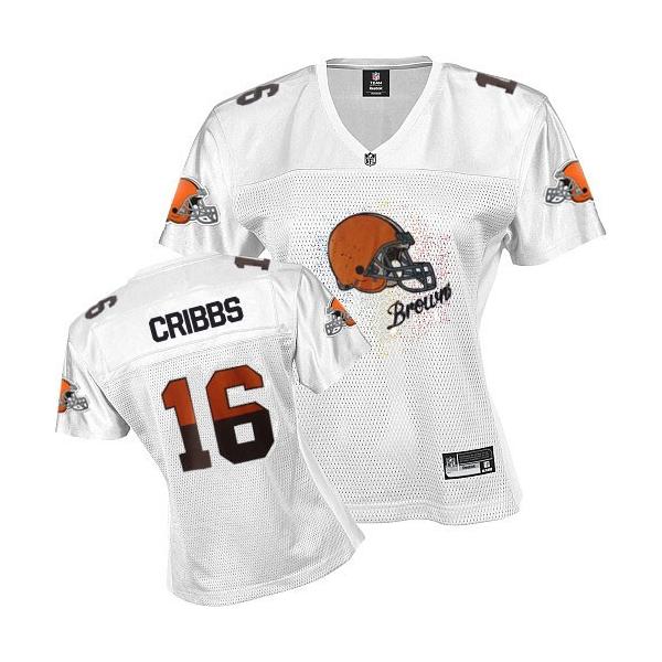 [FEM FAN I] CRIBBS Cleveland #16 Womens Football Jersey - Joshua Cribbs Womens Football Jersey (White)_Free Shipping