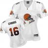 [FEM FAN I] CRIBBS Cleveland #16 Womens Football Jersey - Joshua Cribbs Womens Football Jersey (White)_Free Shipping