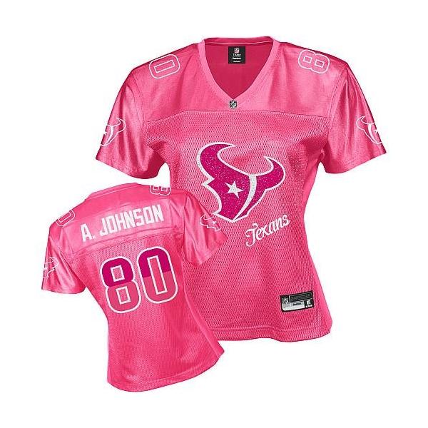 [FEM FAN I] JOHNSON Houston #80 Womens Football Jersey - Andre Johnson Womens Football Jersey (Pink)_Free Shipping