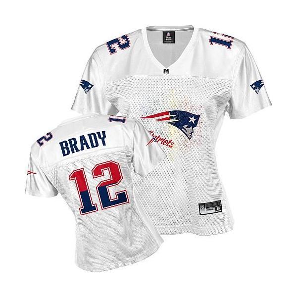 [FEM FAN I] BRADY New England #12 Womens Football Jersey - Tom Brady Womens Football Jersey (White)_Free Shipping