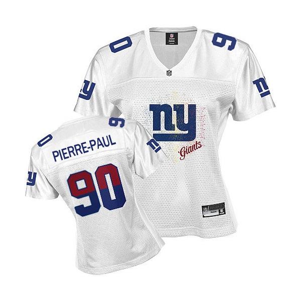 [FEM FAN I] PIERRE-PAUL NY-Giant #90 Womens Football Jersey - Jason Pierre-Paul Womens Football Jersey (White)_Free Shipping