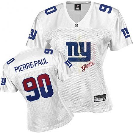 [FEM FAN I] PIERRE-PAUL NY-Giant #90 Womens Football Jersey - Jason Pierre-Paul Womens Football Jersey (White)_Free Shipping