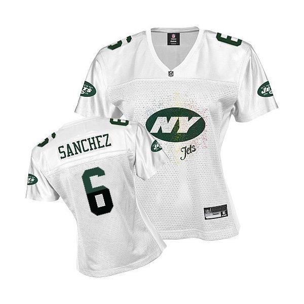 [FEM FAN I] SANCHEZ NY-Jet #6 Womens Football Jersey - Mark Sanchez Womens Football Jersey (White)_Free Shipping