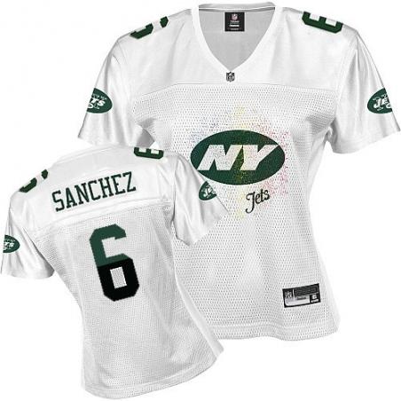 [FEM FAN I] SANCHEZ NY-Jet #6 Womens Football Jersey - Mark Sanchez Womens Football Jersey (White)_Free Shipping