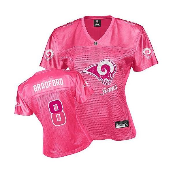 [FEM FAN I] BRADFORD St Louis #8 Womens Football Jersey - Sam Bradford Womens Football Jersey (Pink)_Free Shipping