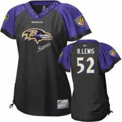 [Field Flirt Fashion II] LEWIS Baltimore #52 Womens Football Jersey - Ray Lewis Womens Football Jersey (Black)_Free Shipping